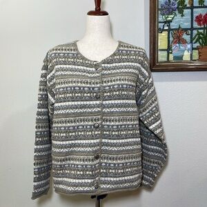 ALPS Cardigan Vintage Perfect Colors of Beige Tan White Blue Original Buttons L